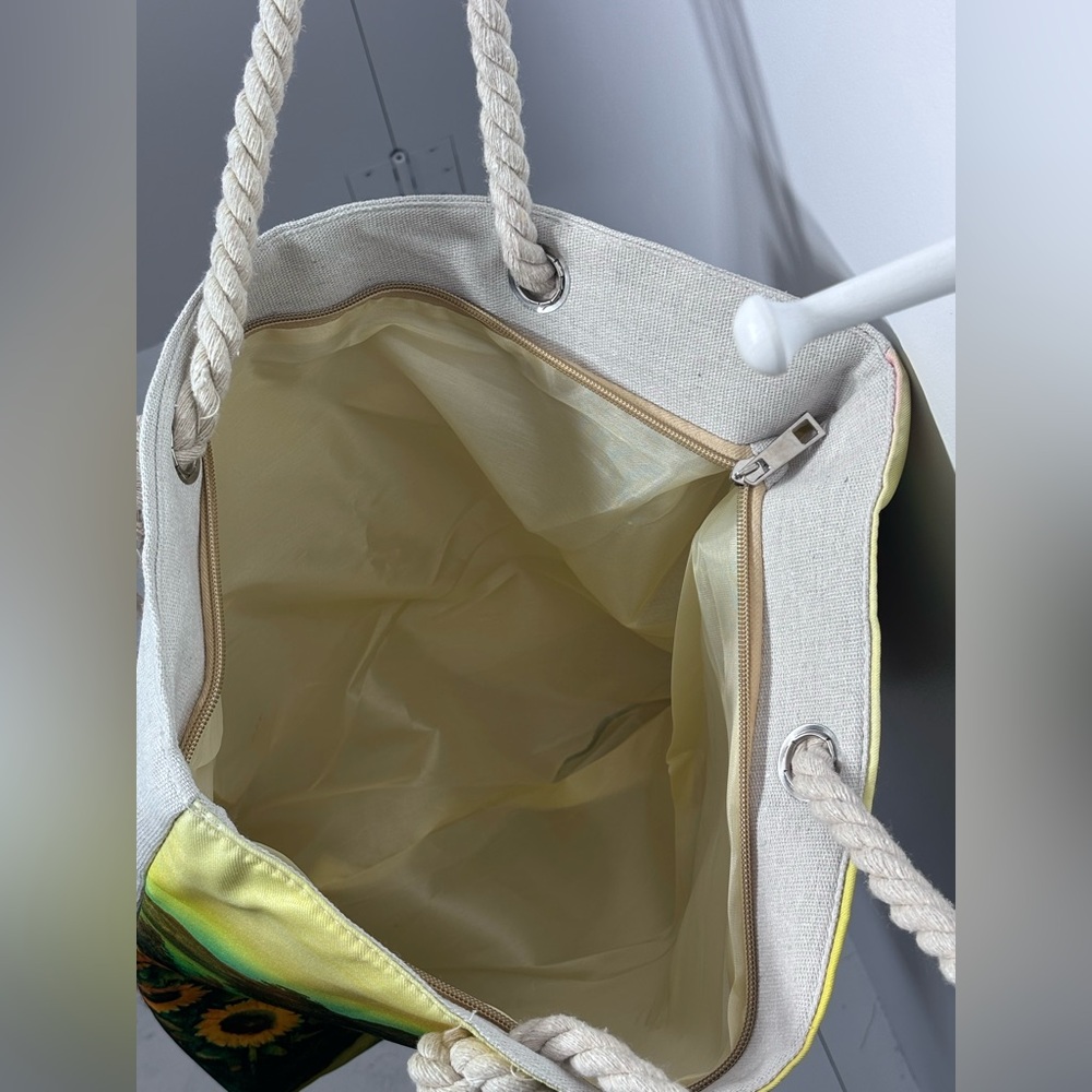 NWOT Sunflower Field Canvas Rope Handle Tote Bag Medium Size 12x17x5 - Picture 6 of 6